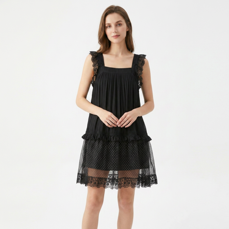 vestido chaleco de patchwork de encaje