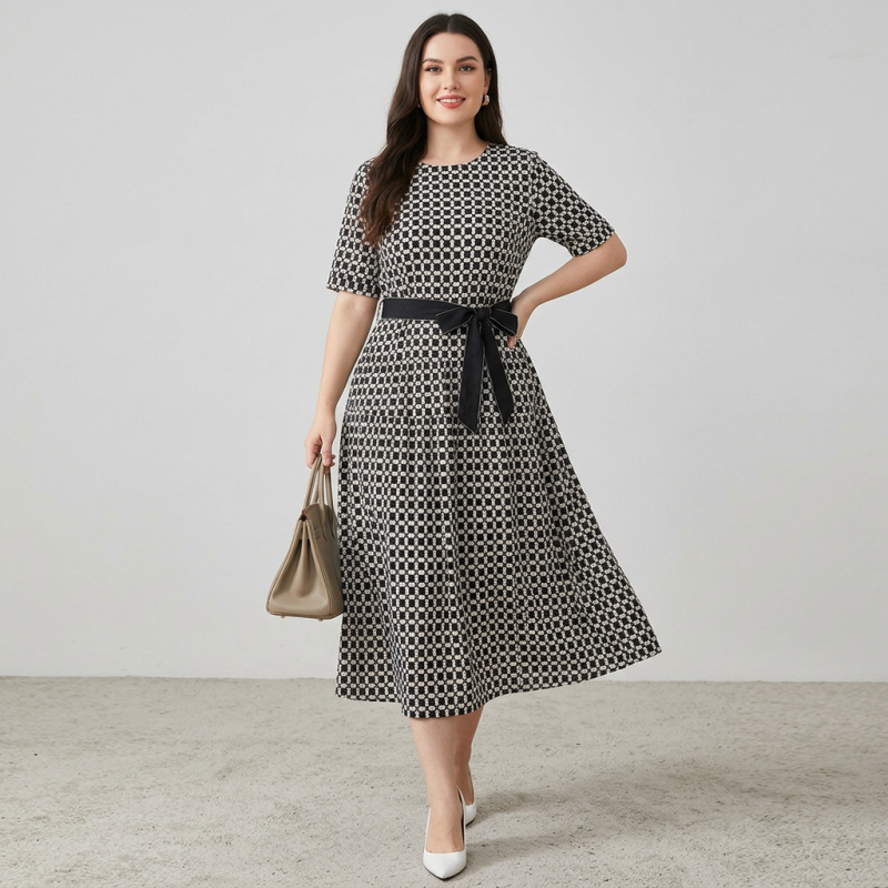 Elegante vestido con cinturón