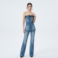 Conjunto vaquero sin tirantes para chica sexy