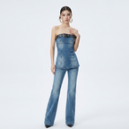 Conjunto vaquero sin tirantes para chica sexy