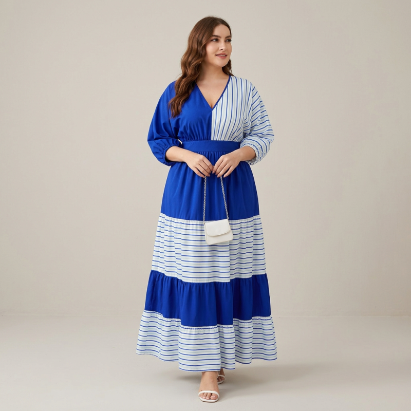 vestido a rayas con bloques de color