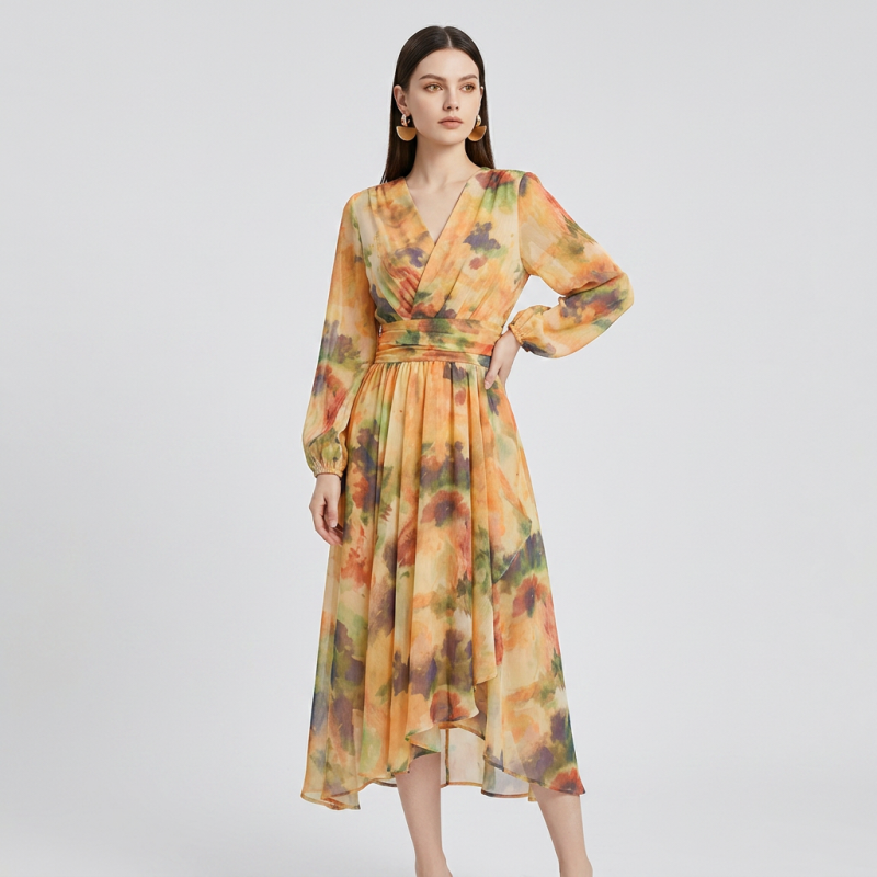 vestido con estampado de pintura al óleo