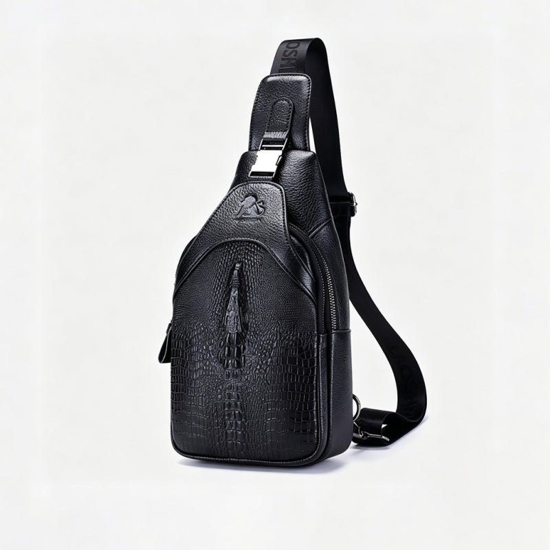 Bolso de pecho para hombre con estampado de cocodrilo