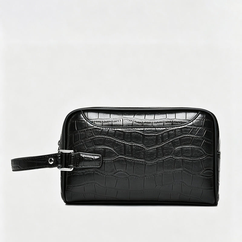 Bolso de mano para hombre con estampado de cocodrilo