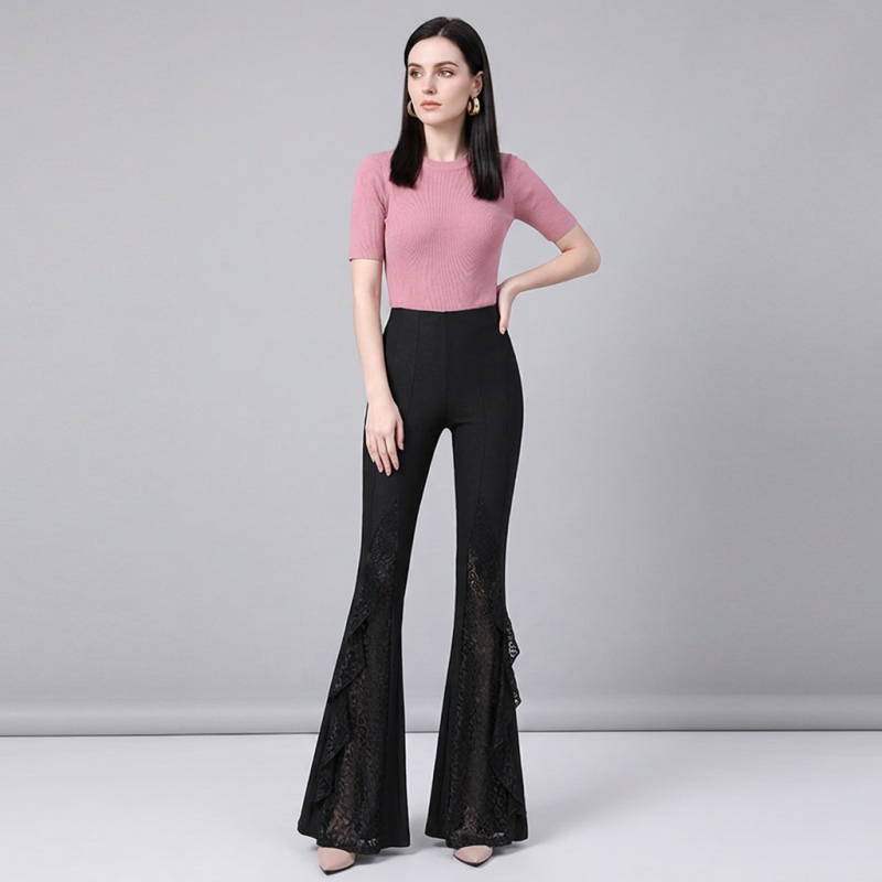 Pantalones casuales de talle alto con cola de pez