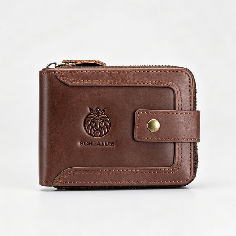 Cartera corta de cuero para hombre