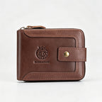 Cartera corta de cuero para hombre