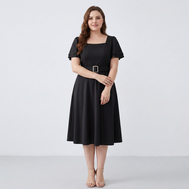 Vestido de moda con mangas acampanadas