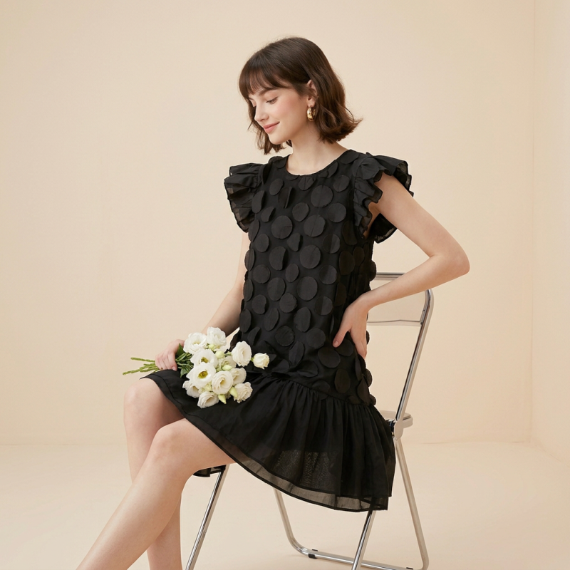 Vestido juvenil con mangas de volantes