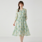 Vestido jacquard con escote en V