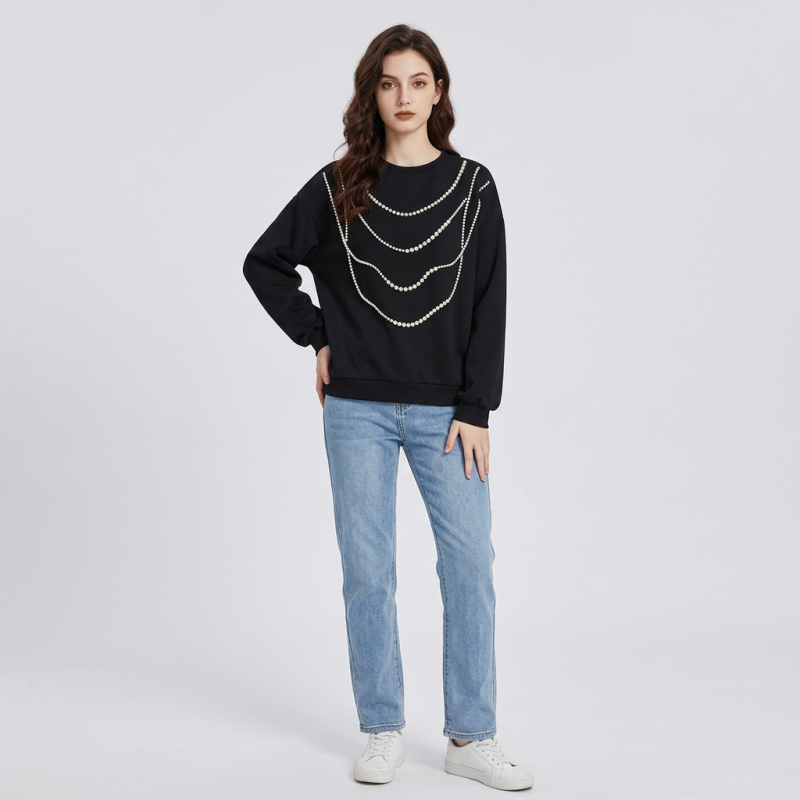 Sudadera elegante con cuentas