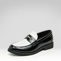 Zapatos de cuero bicolor con punta afilada para hombre