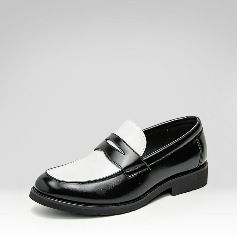 Zapatos de cuero bicolor con punta afilada para hombre