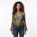 Camisa floral con estampado de leopardo