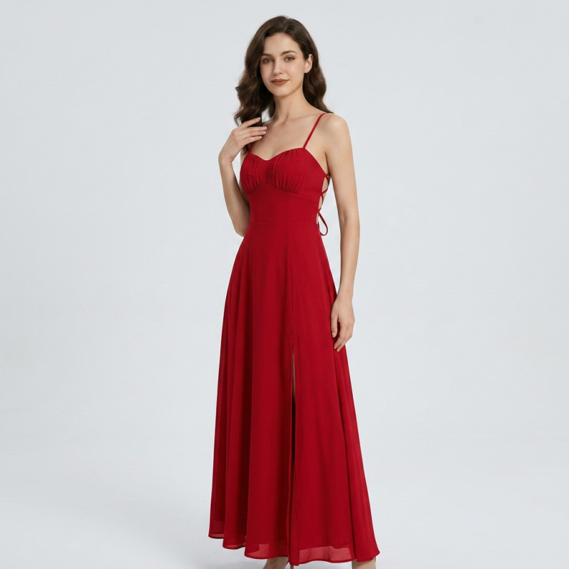 vestido sin espalda con tirantes