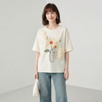Camiseta estampada con cuentas