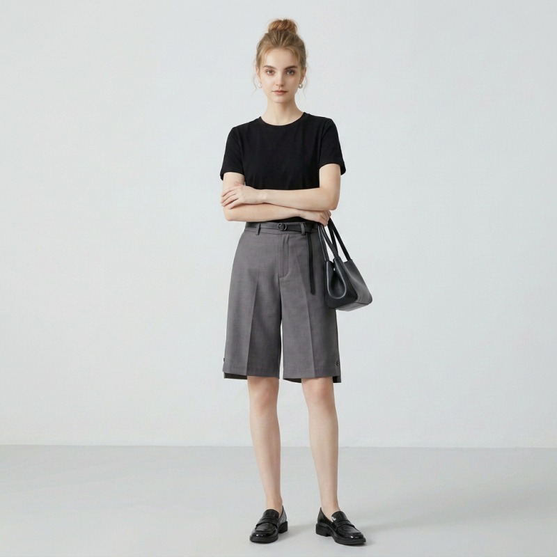 Pantalones cortos de traje gris
