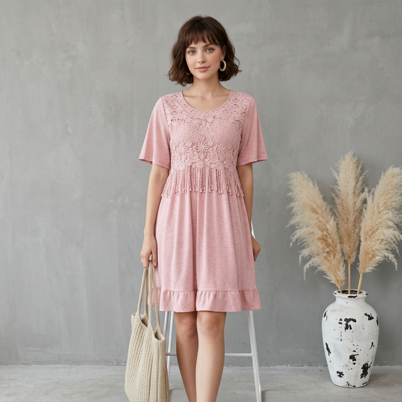 Vestido rosa con volantes