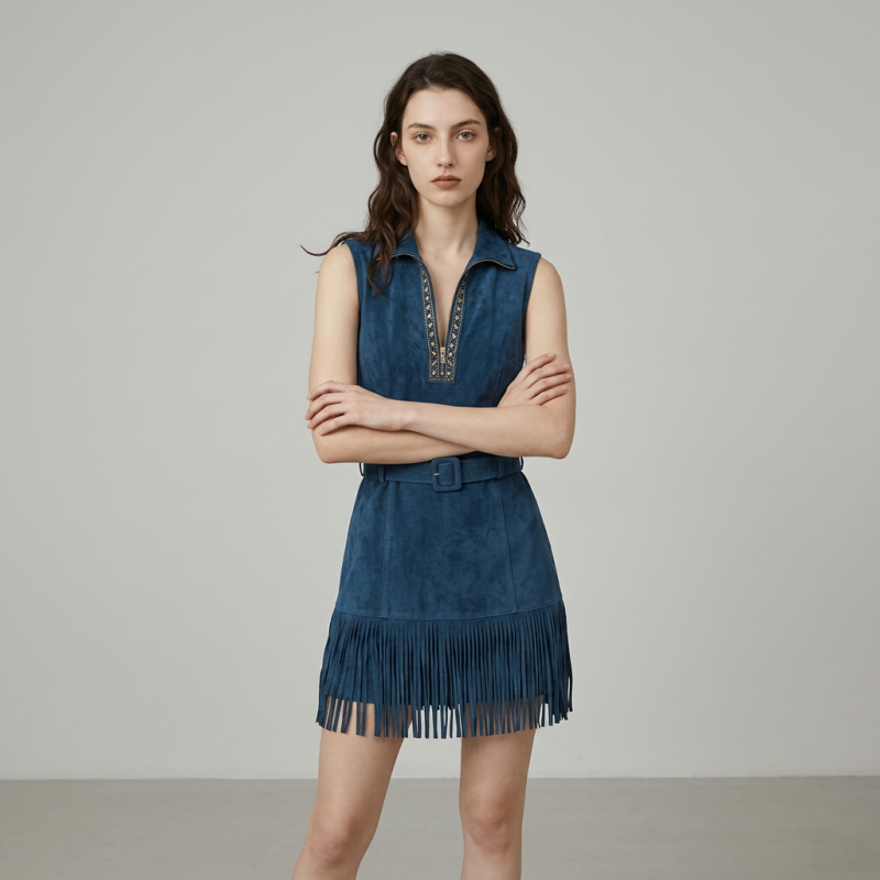 vestido con borlas