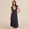 Vestido largo retro con escote en V