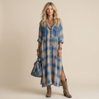Elegante vestido vaquero con bolsillos