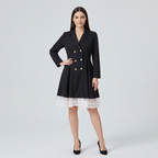 Vestido de cuello de traje de doble botonadura