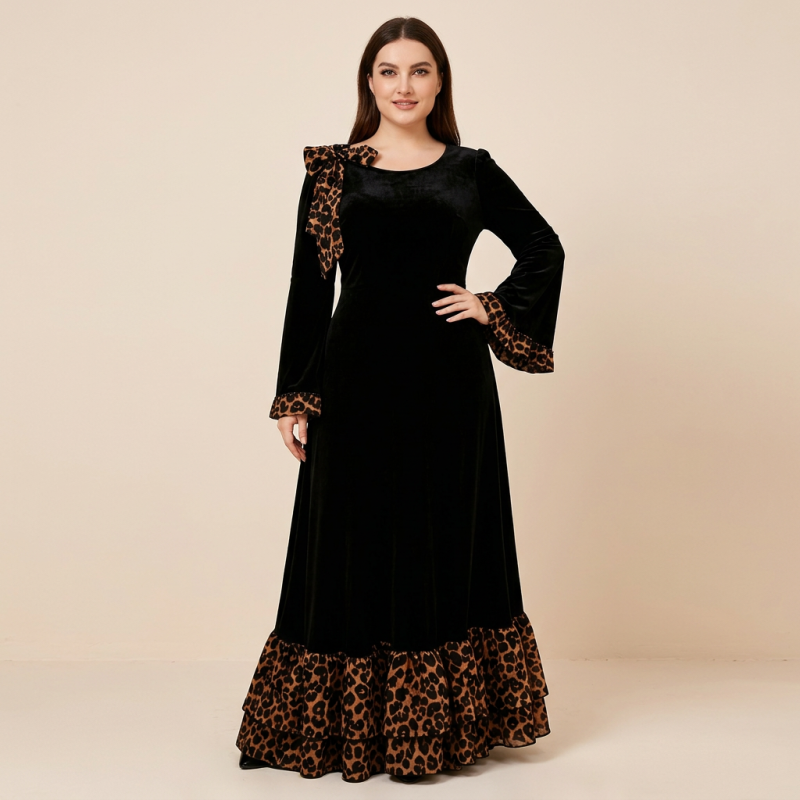 Elegante vestido de cuello redondo