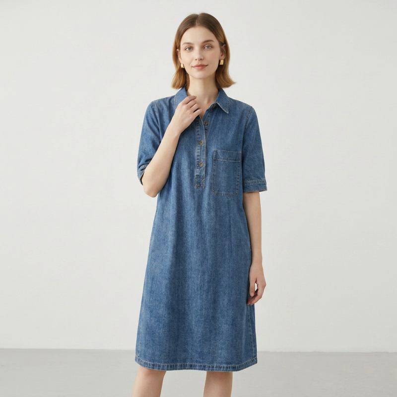 Vestido holgado que estiliza la figura.