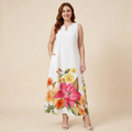 vestido largo suelto de estilo étnico con estampado floral grande