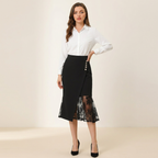 Falda de encaje de talle alto