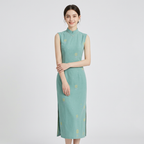 Cheongsam bordado sin mangas