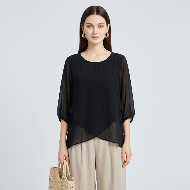 Elegante top de cuello redondo