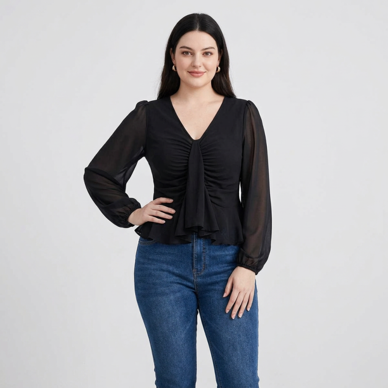 Blusa de manga larga pura y seductora