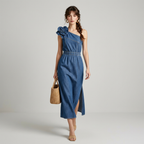 vestido largo floral 3D