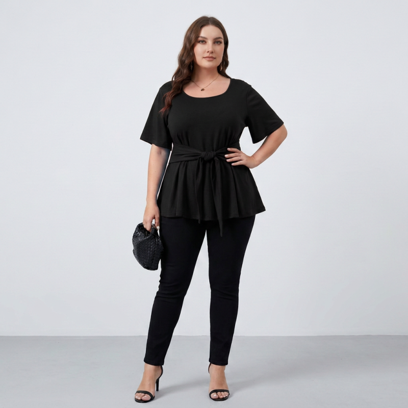 Camisa sencilla de manga corta de talla grande