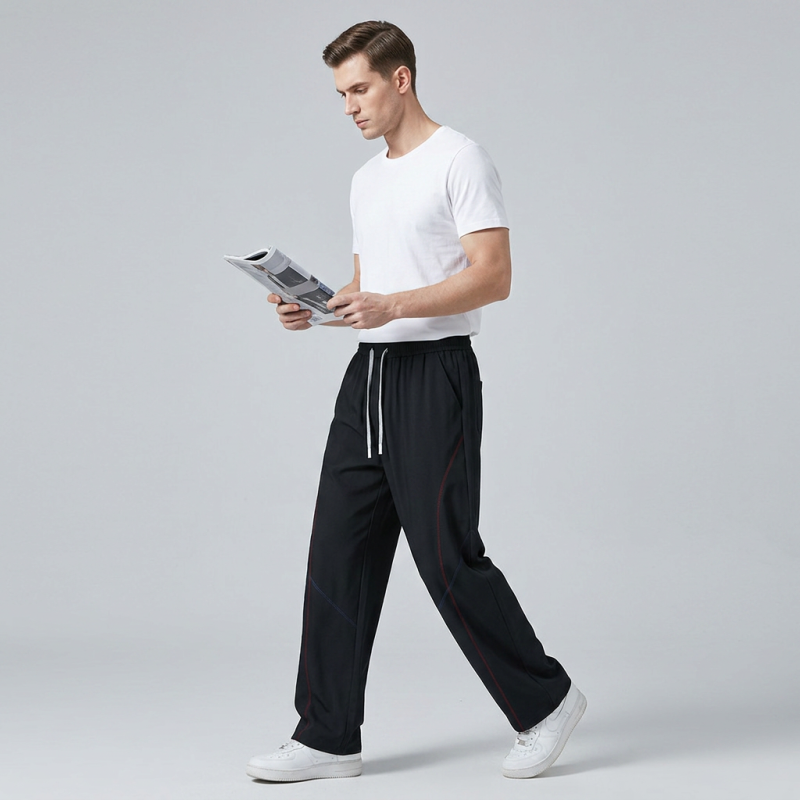 Pantalones casuales de seda helada de pierna recta