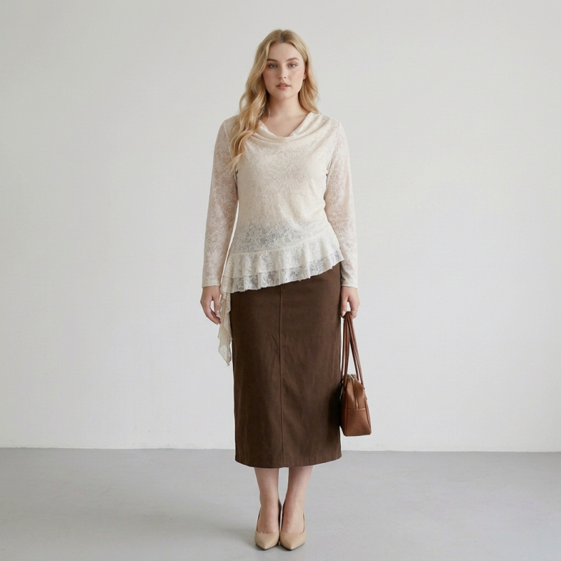 Blusa con cuello de volantes dulce