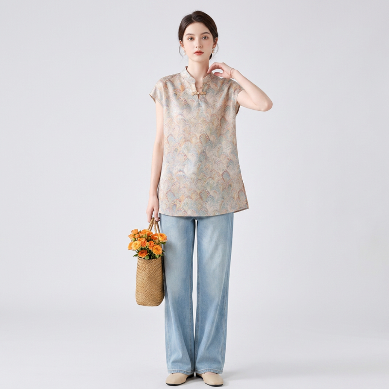 Top estampado de estilo antiguo