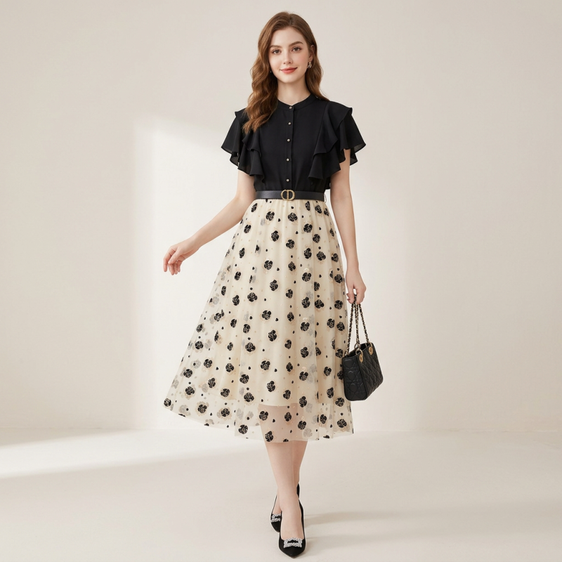 vestido de malla de retazos