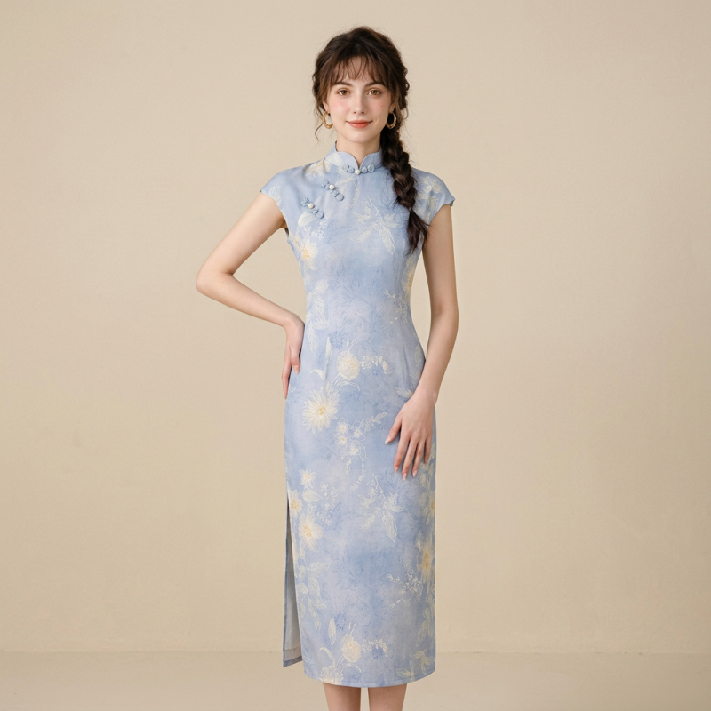 Vestido Cheongsam artístico