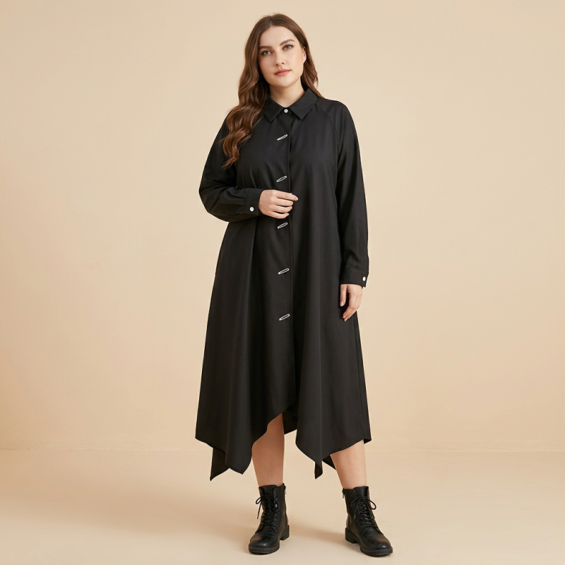 vestido abotonado de estilo coreano