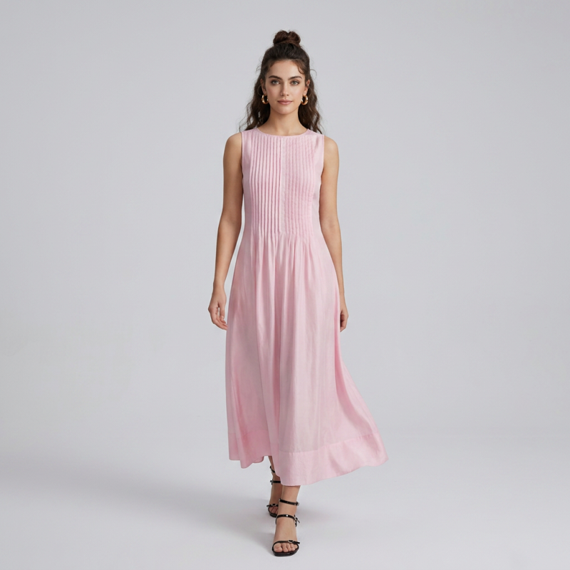 elegante vestido largo sin mangas