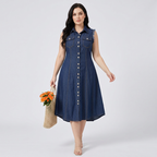 Vestido vaquero abotonado a la moda