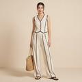Conjunto de chaleco a rayas