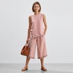 Conjunto de dos piezas sin mangas de algodón y lino