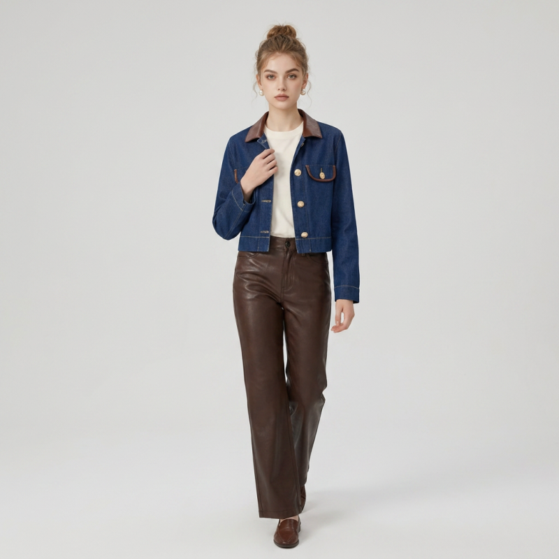 Chaqueta elegante de imitación de mezclilla