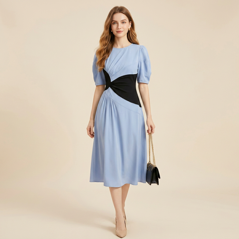 Elegante vestido de retazos