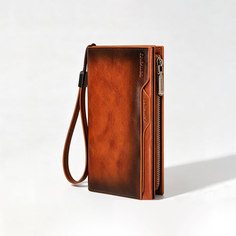 Cartera multitarjetas de piel vintage