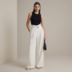 Pantalones casuales de talle alto y pierna ancha