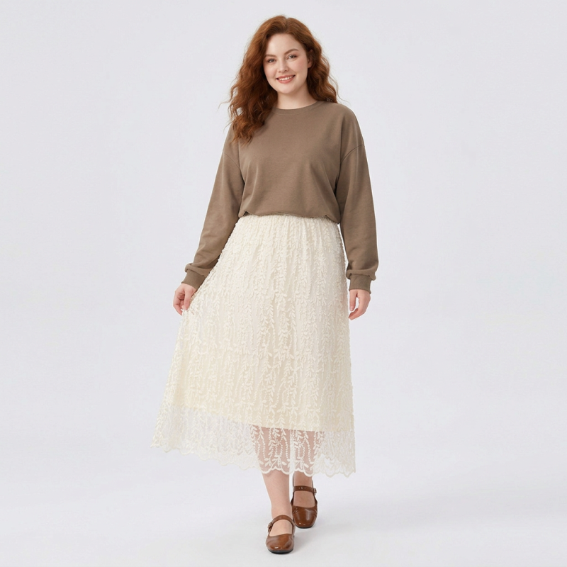 Falda midi de talle alto